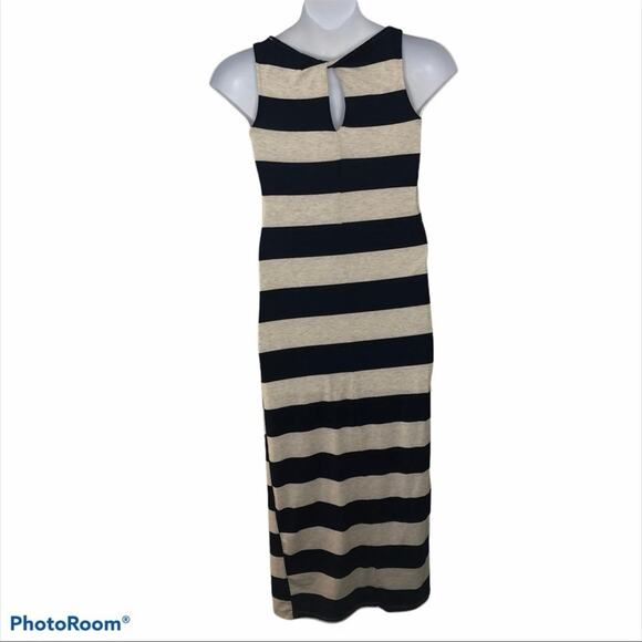Anthropologie Thyme & Honey Striped Maxi Dress Small – Elegant Blue & Gray Maxi - Picture 12 of 13